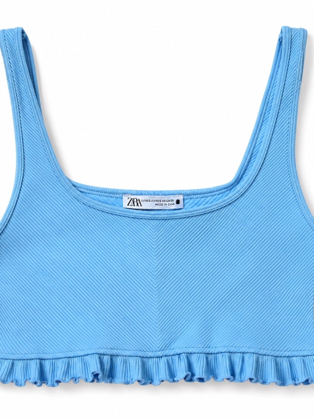 ZARA Sky Blue Ribbed Crop Tank
